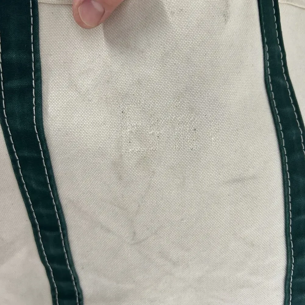 Vintage L.L. Bean Canvas Boat & Tote Bag Large “Green White”